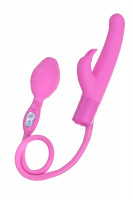 Надувной вибратор с клиторальным стимулятором Seven Creations