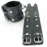 Оковы из натуральной кожи черные с двумя пряжками