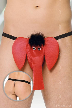 Красные мужские стринги в виде забавного слоника SoftLine Collection