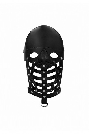 Полуоткрытая кожаная маска из высококачественной натуральной кожи Leather Male Mask