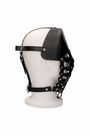 Полуоткрытая кожаная маска из высококачественной натуральной кожи Leather Male Mask