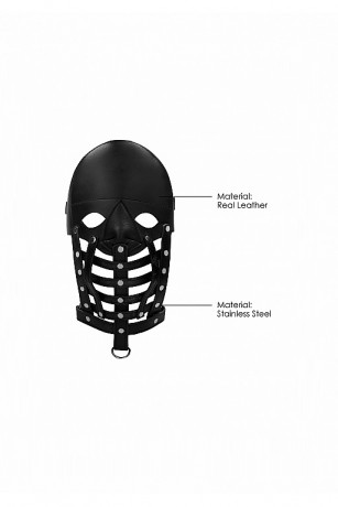 Полуоткрытая кожаная маска из высококачественной натуральной кожи Leather Male Mask