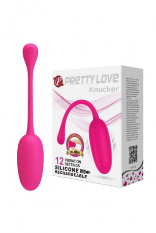 Силиконовое розовое виброяйцо с 12 режимами и перезарядкой Pretty Love