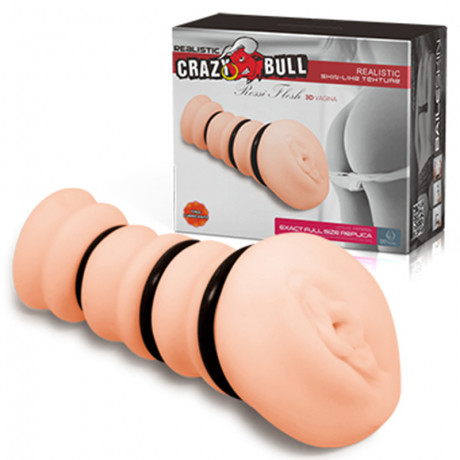 Мастурбатор вагина с кольцами для дополнительного сжатия Crazy Bull