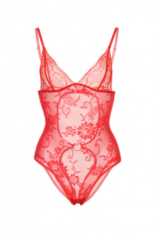 Эластичное боди из мягких кружева и сетки c интимным доступом Candy Girl