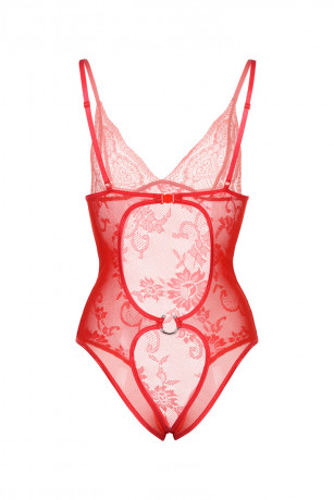 Эластичное боди из мягких кружева и сетки c интимным доступом Candy Girl