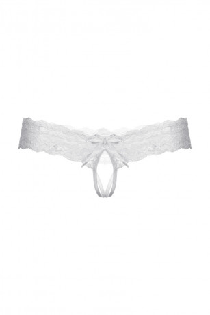 Трусики кружевные с открытым доступом и широкой резинкой из кружева