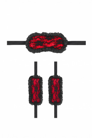 Кружевная маска на глаза закрытого типа с наручниками Introductory Bondage Kit 7