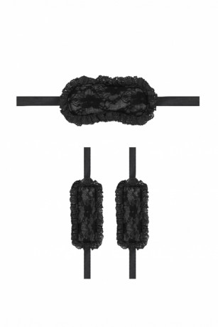 Кружевная маска на глаза закрытого типа с наручниками Introductory Bondage Kit 7