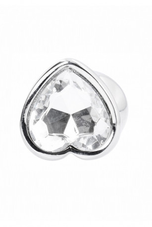 Серебряная анальная пробка с бриллиантовым кристаллом в форме сердца