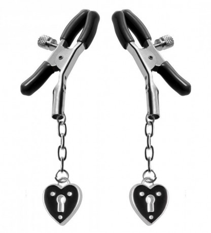 Зажимы на соски с подвесками-замок сердечко Charmed Heart Padlock Nipple Clamps