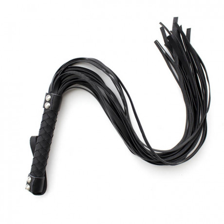 Длинная черная BDSM-плеть из искусственной кожи