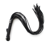 Длинная черная BDSM-плеть из искусственной кожи