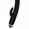 Черный стильный вибратор из нежного силикона с клиторальным отростком Thunder