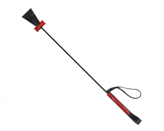 Гибкий стек из натуральной высококачественной кожи черного цвет с красной ручкой