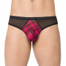 Трусы мужские с клетчатой вставкой черно-красного цвета SoftLine Collection