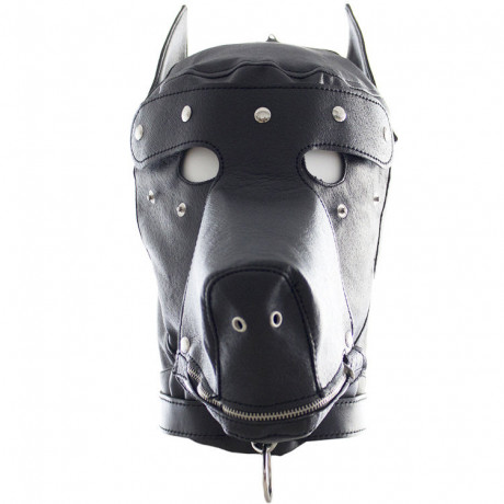 Черная маска собаки с шорами на глаза