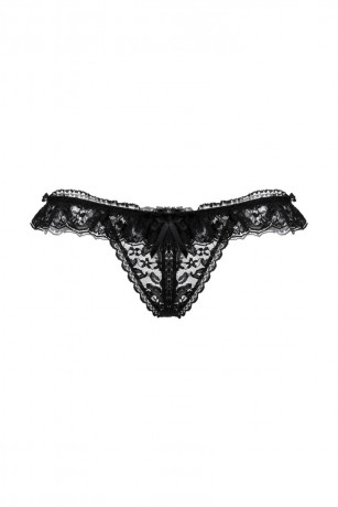 Откровенные черные стринги из нежного кружева с доступом к интимным зонам SoftLine Collection