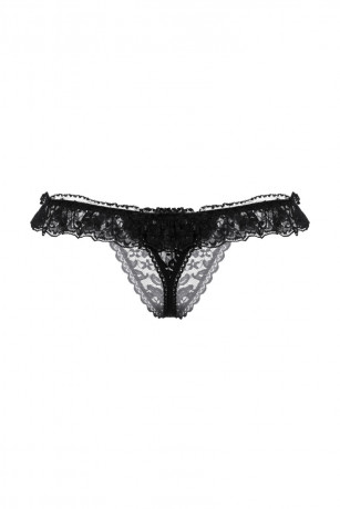 Откровенные черные стринги из нежного кружева с доступом к интимным зонам SoftLine Collection