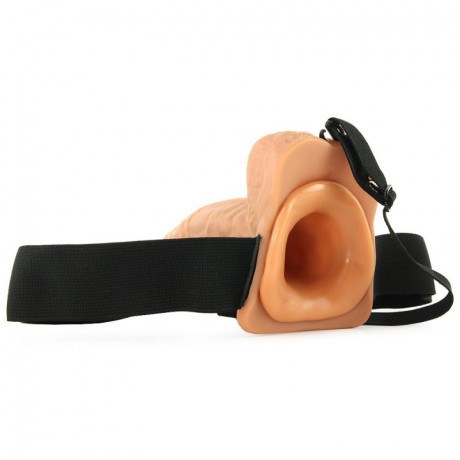 Полый страпон телесного цвета Hollow Strap-On with Balls