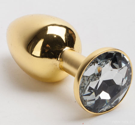 Золотая анальная пробка  GOLDEN PLUG Small с кристаллом