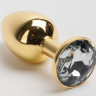 Золотая анальная пробка  GOLDEN PLUG Small с кристаллом