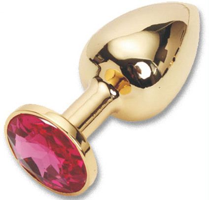 Золотая анальная пробка  GOLDEN PLUG Small с кристаллом