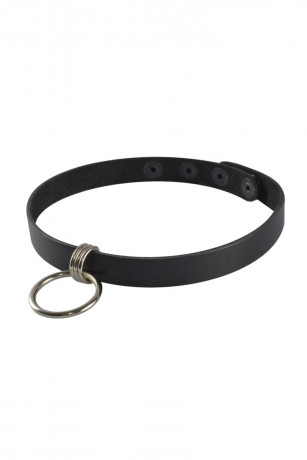 Кожаный чокер декорированный кольцом Sitabella