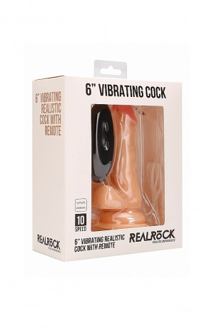 Фаллоимитатор с вибрацией и пультом управления Vibrating Realistic Cock With Scrotum 6 Inch