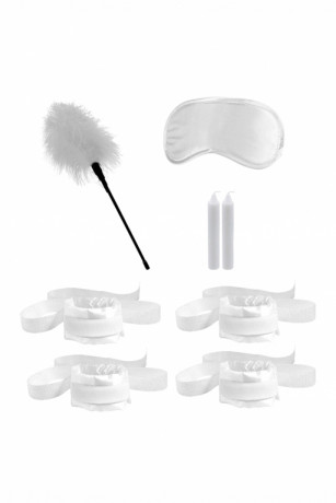 Белый БДСМ набор для бондажа из 6 предметов для ролевых игр Honeymoon Bondage Kit