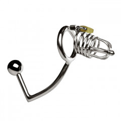 СВТ клетка на пенис с уретральным катетером и анальной затычкой