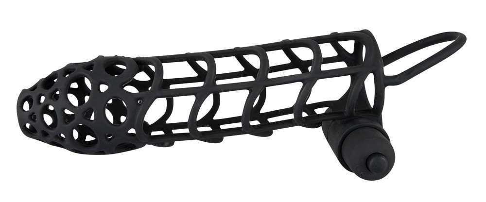 Плетеная насадка с вибростимулятором мошонки