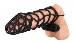 Плетеная насадка с вибростимулятором мошонки