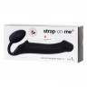 Черный безремневой страпон из мягкого и эластичного силикона Strap-on-me
