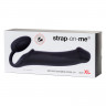 Черный безремневой страпон из мягкого и эластичного силикона Strap-on-me