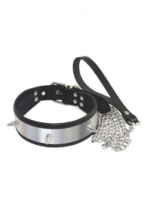 Ошейник со вставкой имитирующей металл