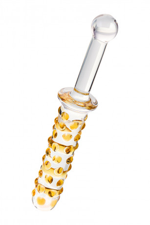 Стеклянный фаллос с рельефом с одной стороны и гладкий с другой Sexus Glass