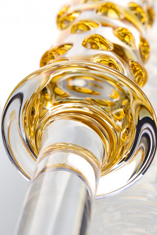 Стеклянный фаллос с рельефом с одной стороны и гладкий с другой Sexus Glass