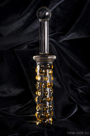 Стеклянный фаллос с рельефом с одной стороны и гладкий с другой Sexus Glass