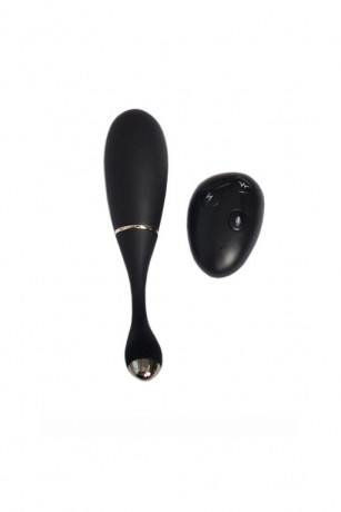 Черное виброяйцо с электростимуляцией и пультом ДУ JILL