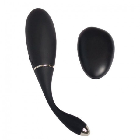 Черное виброяйцо с электростимуляцией и пультом ДУ JILL