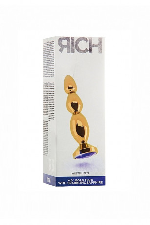 Серебряная анальная пробка с сапфировым кристаллом