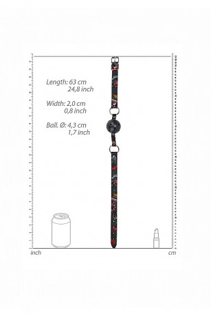 Дышащий кляп шар с дизайнерским ремешком Breatheable Ball Gag Old School Tattoo Style