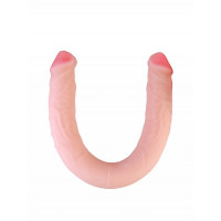 Гибкий двухголовый фаллоимитатор из телесной реалистичной киберкожи