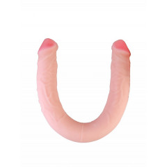 Гибкий двухголовый фаллоимитатор из телесной реалистичной киберкожи