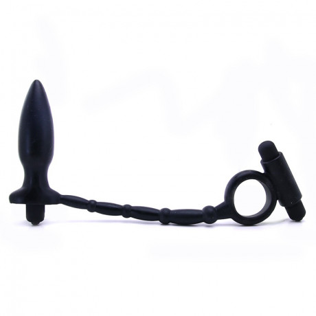 Пробка анальная эрекционное кольцо с вибрацией Ass-Kicker with Cockring