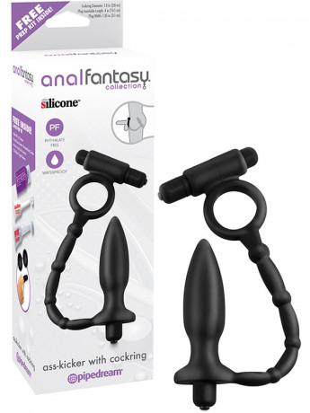 Пробка анальная эрекционное кольцо с вибрацией Ass-Kicker with Cockring