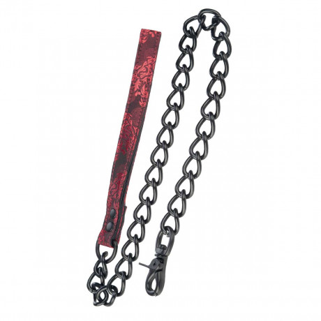 Поводок с цепью атласный черно-красный Scandal Leash