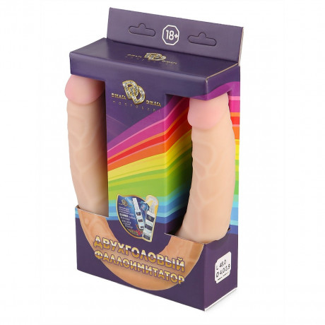 Двусторонний фаллоимитатор реалистик с рельефной поверхностью