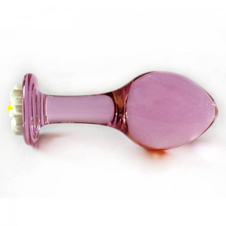 Стеклянная анальная пробка с украшением в форме цветка